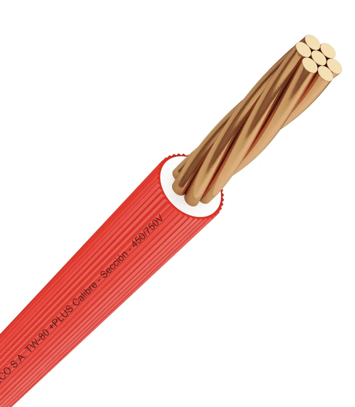 Cable TW-80 Plus 14 AWG Indeco 450/750V Rojo de 100 metros - Imagen 2