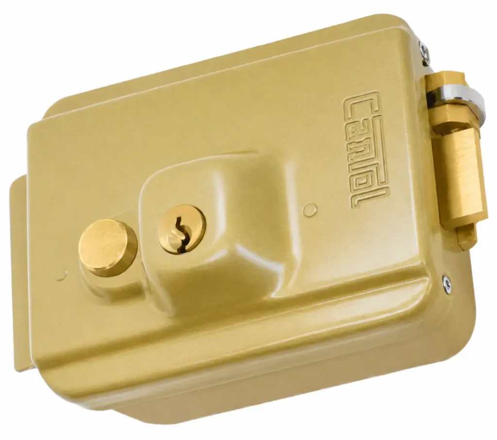 Cerradura Eléctrica con Botón Dorado Cantol