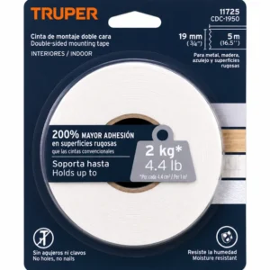 Cinta de Montaje Doble Cara 19 mm x 5 m Truper CDC-1950