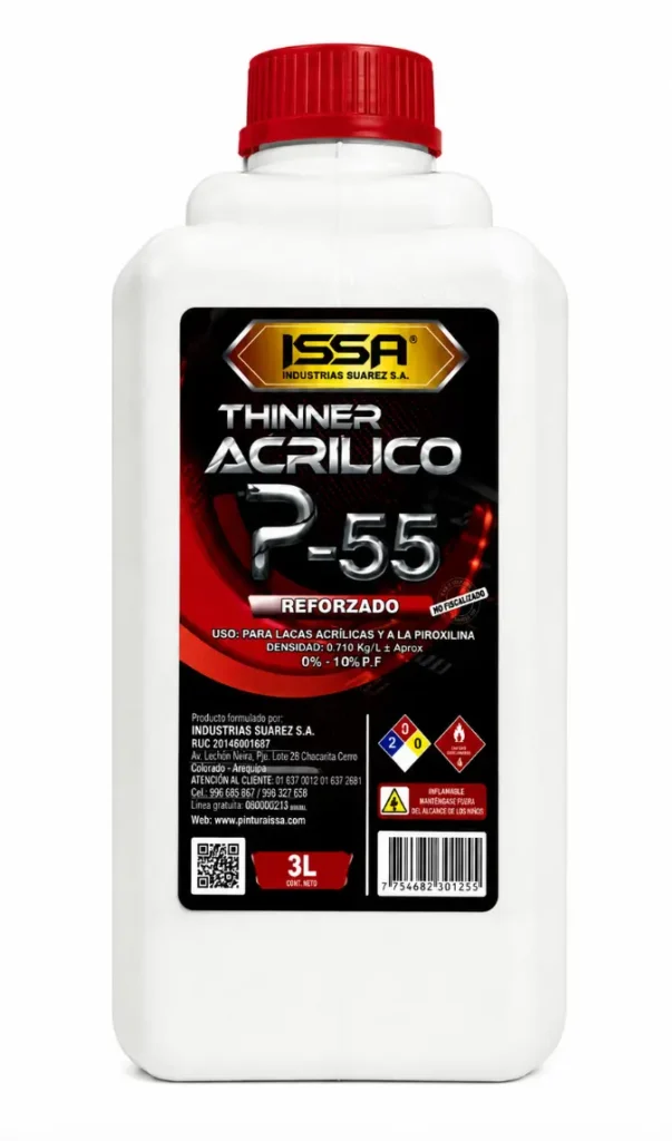 Thinner Acrílico Reforzado P-55 ISSA de 3 Litros