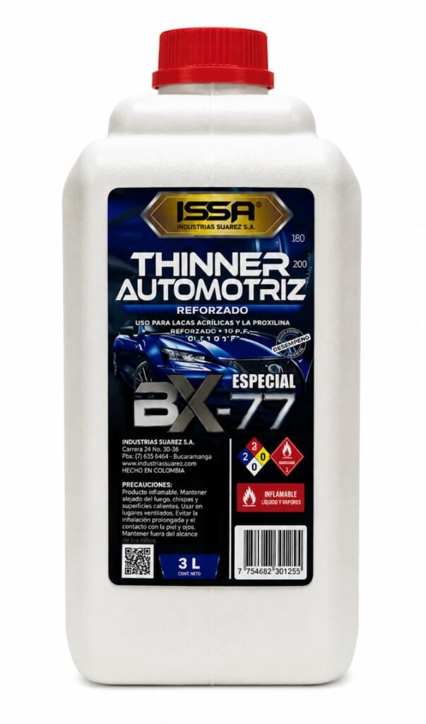 Thinner Automotriz Reforzado BX-77 Especial ISSA de 3 litros