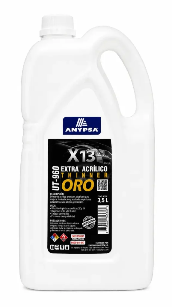 Thinner Extra Acrílico Oro X13 UT-960 Anypsa de 3.5 Litros