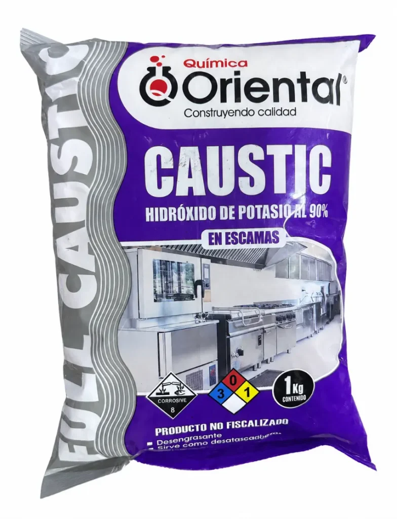 Caustic Hidróxido de Potasio al 90% en Escamas Química Oriental 1 kg