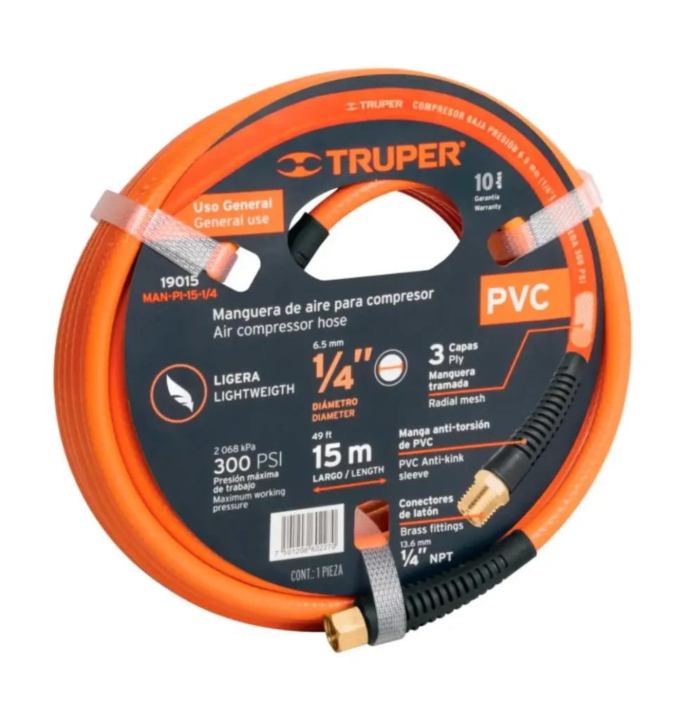 Manguera para Compresor Truper 1/4" x 15 m Código 19015