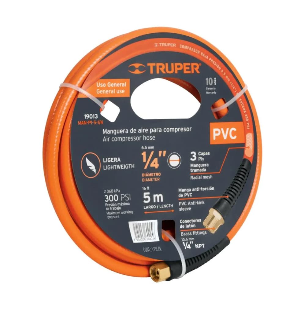 Manguera para Compresor Truper de 1/4" x 5 m Código 19013