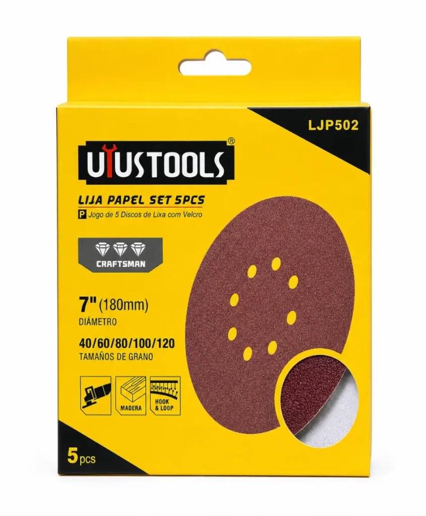 Set de Lijas de Papel Uyustools LJP502 7” 5 Piezas