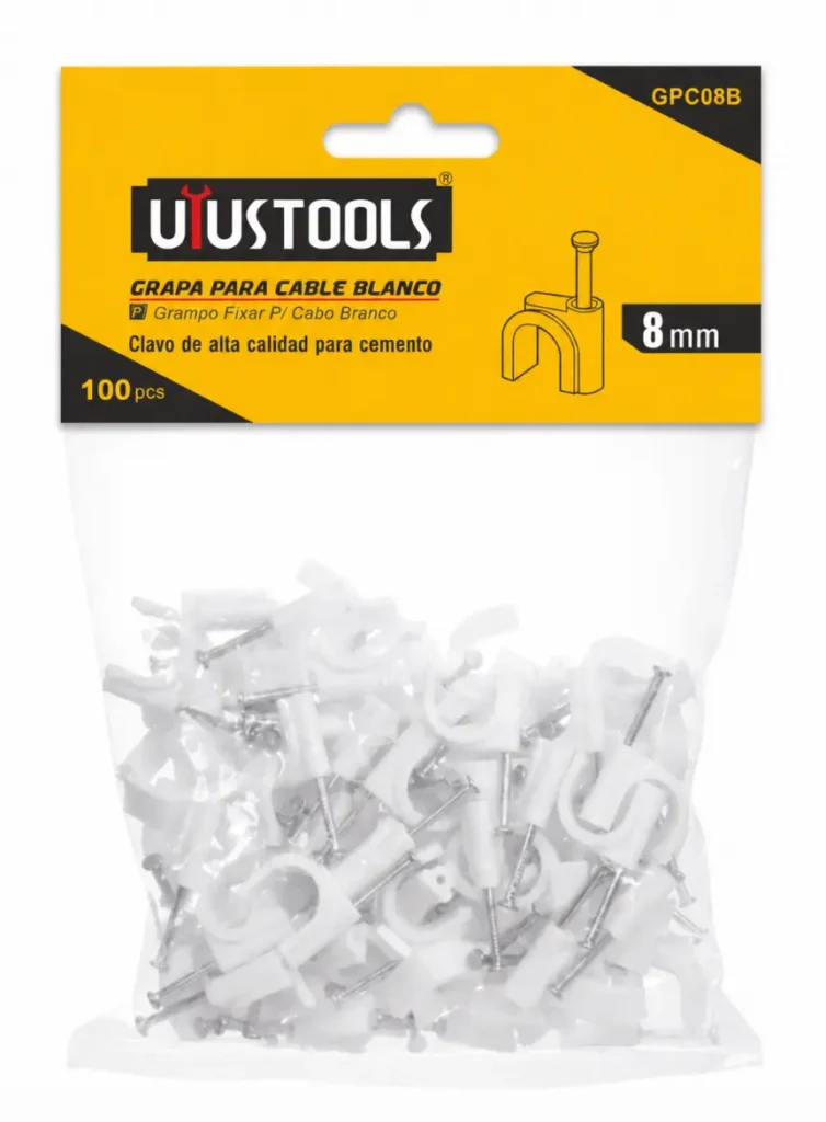 Grapas para Cable Blanco Uyustools GPC08B 8 mm 100 Piezas