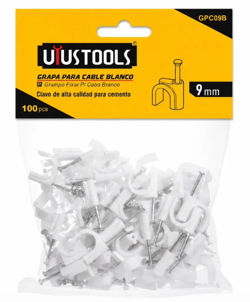 Grapas para Cable Blanco Uyustools GPC09B 9 mm 100 Piezas
