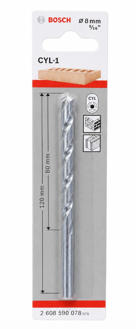 Broca para Concreto Bosch CYL-1 8 mm 5/16 pulgadas x 120 mm
