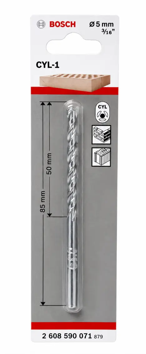 Broca para Concreto Bosch CYL-1 5 mm 3/16 pulgadas x 85 mm