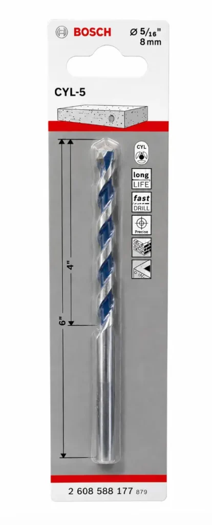 Broca para Concreto Bosch CYL-5 8 mm 5/16 pulgadas x 6 pulgadas