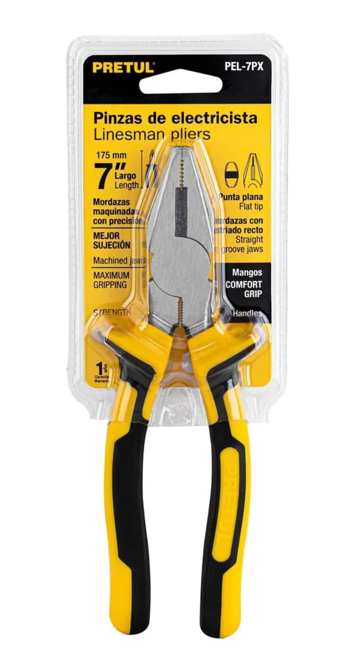 Alicate Universal Pretul PEL-7PX 7 pulgadas Comfort Grip Cód. 22676