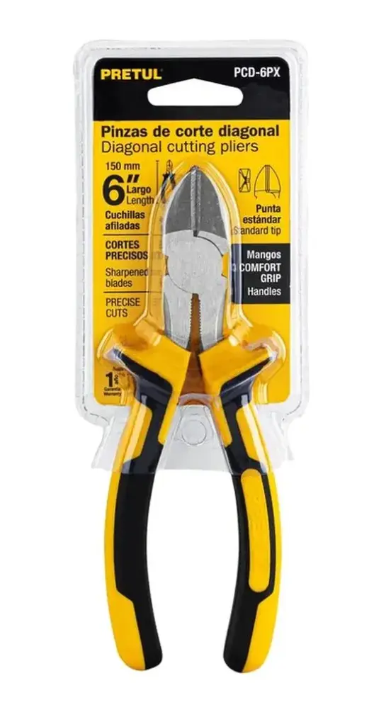 Alicate de Corte Diagonal Pretul PCD-6PX 6 pulgadas Comfort Grip Cód. 22675