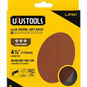 Set de Lijas con Velcro Uyustools LJP501 4 1/2 pulgadas 115 mm 5 Piezas