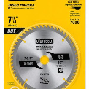 Disco para Madera Uyustools DMD760 7 1/4 pulgadas 184 mm 60 Dientes