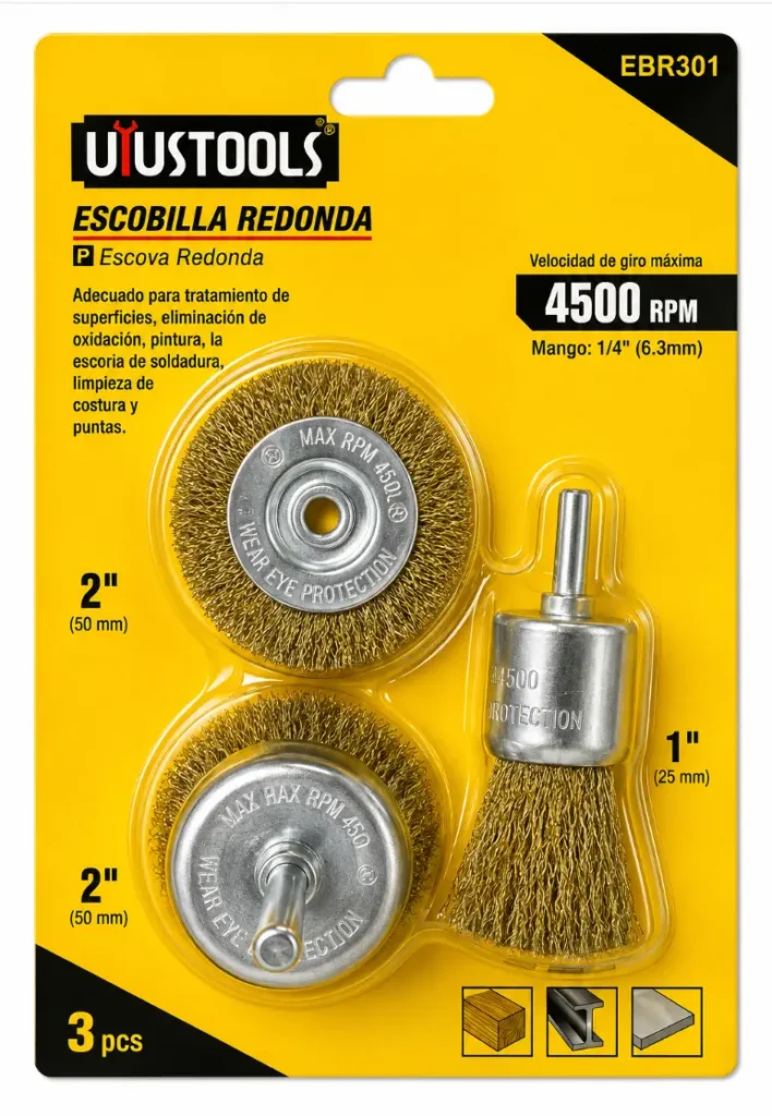 Juego de Escobillas de Acero Uyustools EBR301 3 Piezas