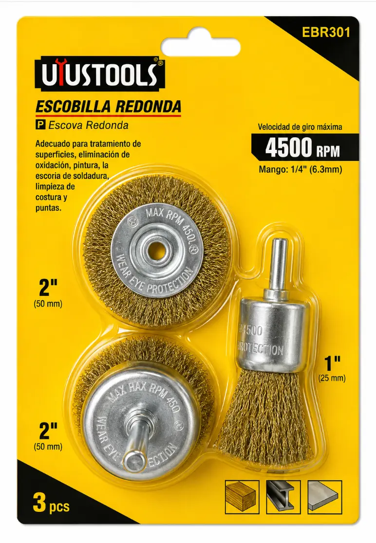 Juego de Escobillas de Acero Uyustools EBR301 3 Piezas