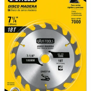Disco para Madera Uyustools DMD718 7 1/4 pulgadas 180 mm 18 Dientes