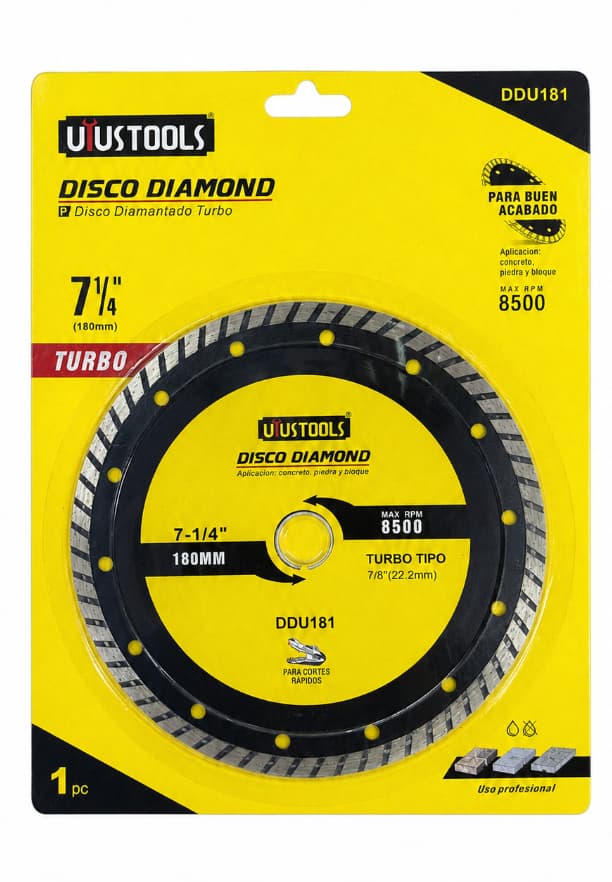 Disco Diamantado Turbo Uyustools DDU181 7 1/4 pulgadas 180 mm