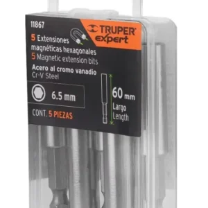 Extensiones Magnéticas Hexagonales Truper 1/4" x 60 mm 5 Piezas Cód. 11867