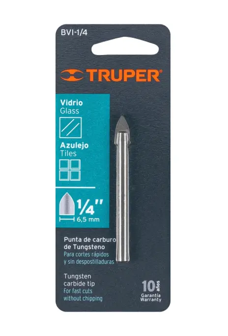 Broca para Vidrio y Azulejo Truper BVI-1/4 1/4"