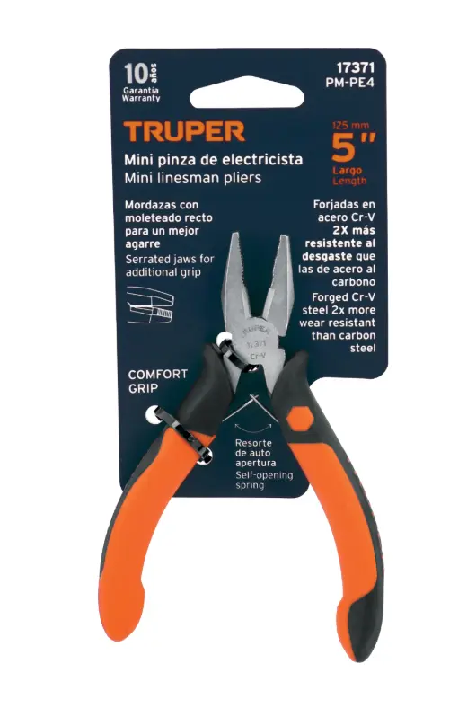 Mini Pinza para Electricista Truper PM-PE4 5 Pulgadas Comfort Grip Cód. 17371
