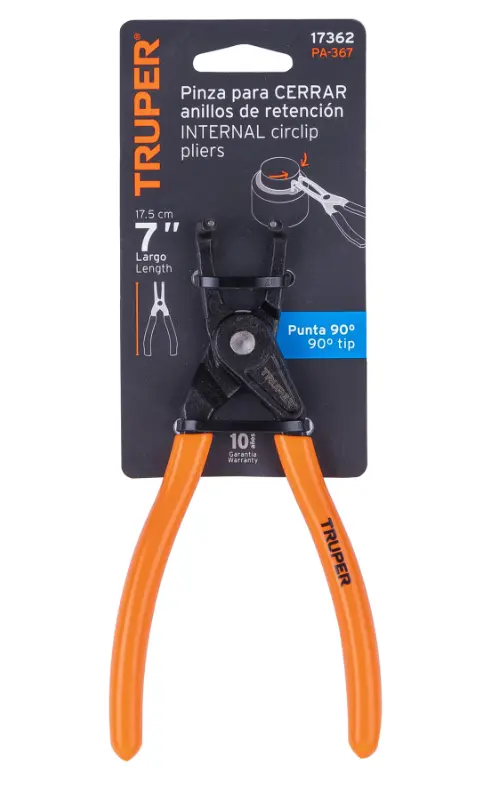 Pinza Punta a 90 Grados Truper PA-367 6 3/4 Pulgadas para Cerrar Anillos Cód. 17362