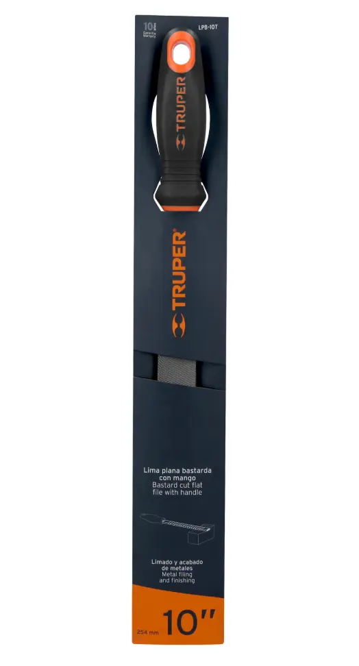 Lima Plana Bastarda con Mango Comfort Grip Truper 10" LPB-10T Cód. 11237