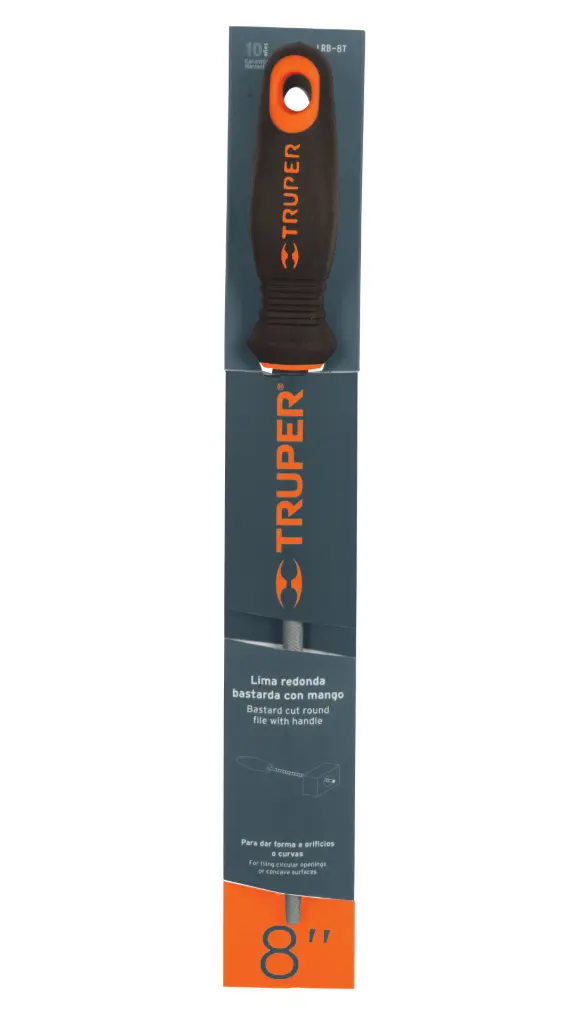 Lima Redonda Bastarda con Mango Comfort Grip Truper 8" LRB-8T Cód. 15316