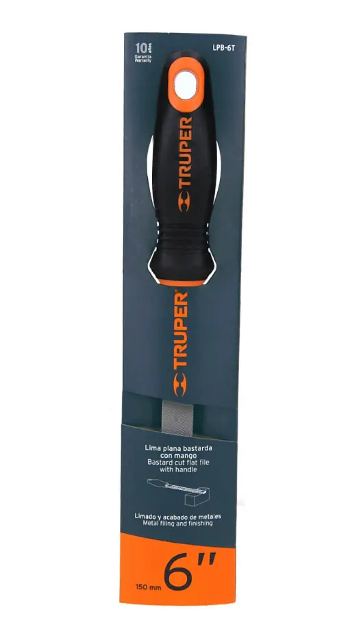 Lima Plana Bastarda con Mango Comfort Grip Truper 6" LPB-6T Cód. 15309