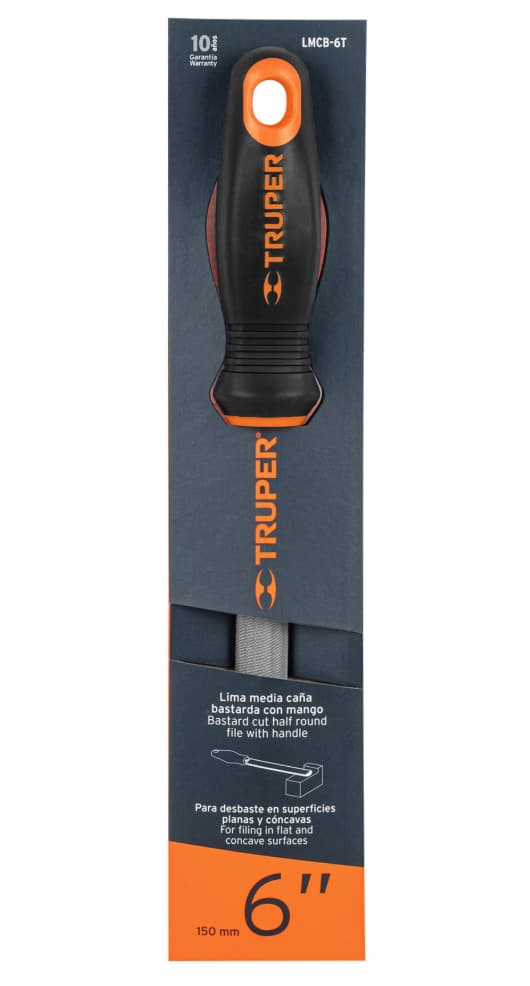 Lima Media Caña Bastarda con Mango Comfort Grip Truper 6" LMCB-6T Cód. 15317