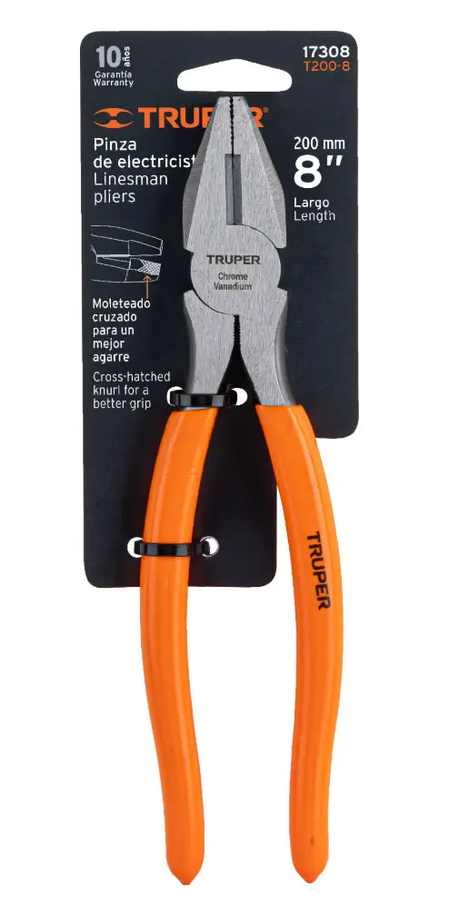 Pinza para Electricista Truper T200-8 8 Pulgadas Mango de PVC Cód. 17308