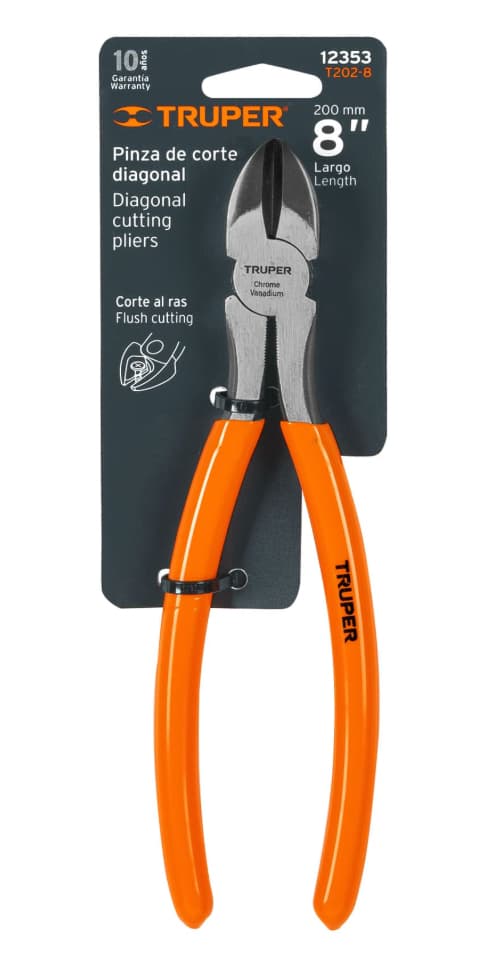 Pinza de Corte Diagonal Truper T202-8 8 Pulgadas Mango de PVC Cód. 12353
