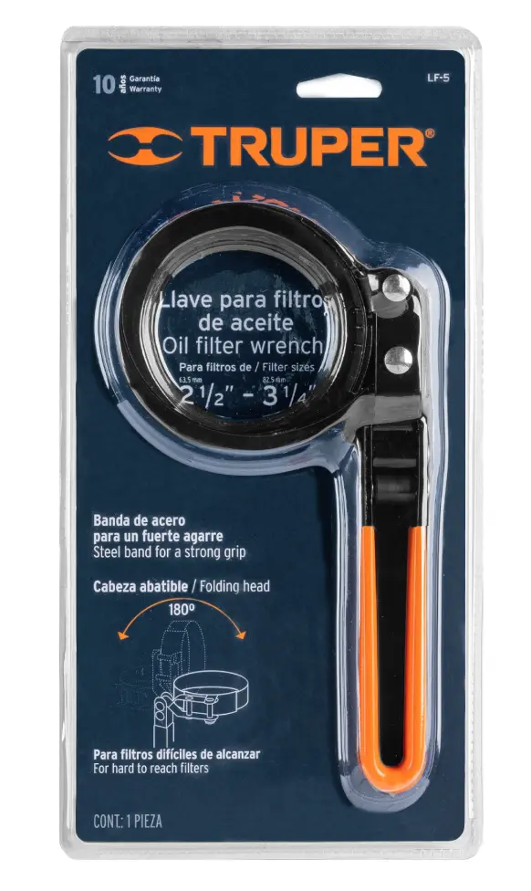 Llave de Banda Metálica Truper LF-5 para Filtro de Aceite 2 1/2 a 3 1/4 Pulgadas Cód. 14515