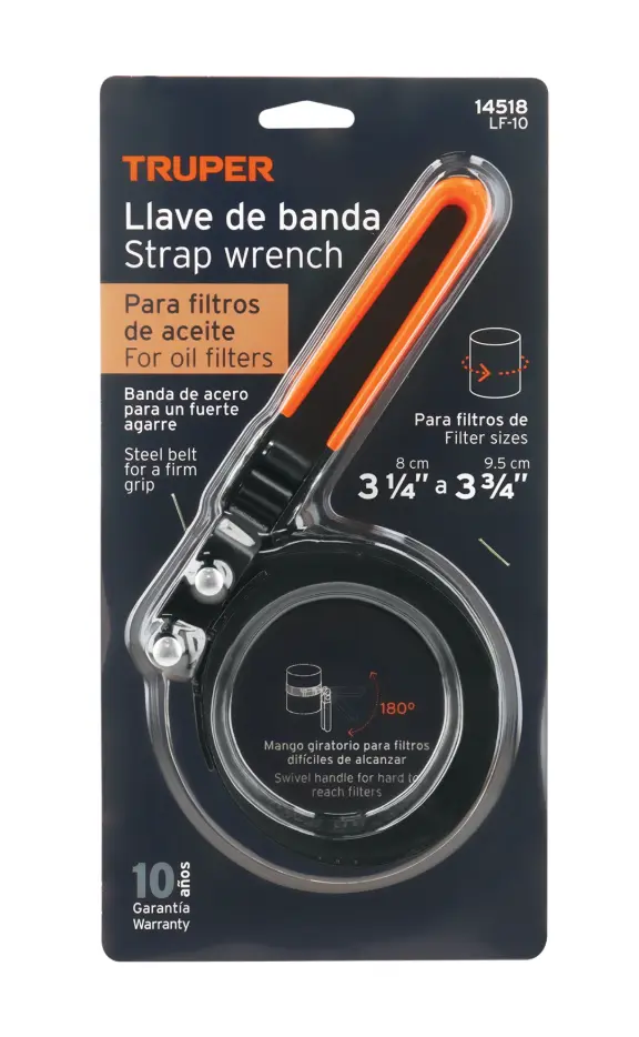Llave de Banda Metálica Truper LF-10 para Filtro de Aceite 3 1/4 a 3 3/4 Pulgadas Cód. 14518