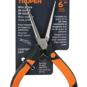 Mini Pinza de Punta de Aguja Truper PM-PA4 6 Pulgadas Comfort Grip Cód. 17369