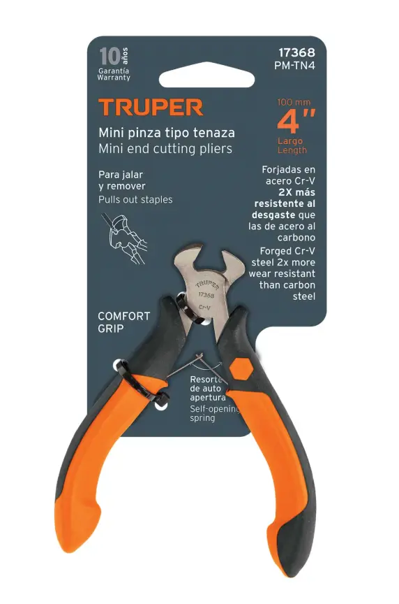 Mini Pinza Tipo Tenaza Truper PM-TN4 4 Pulgadas Comfort Grip Cód. 17368