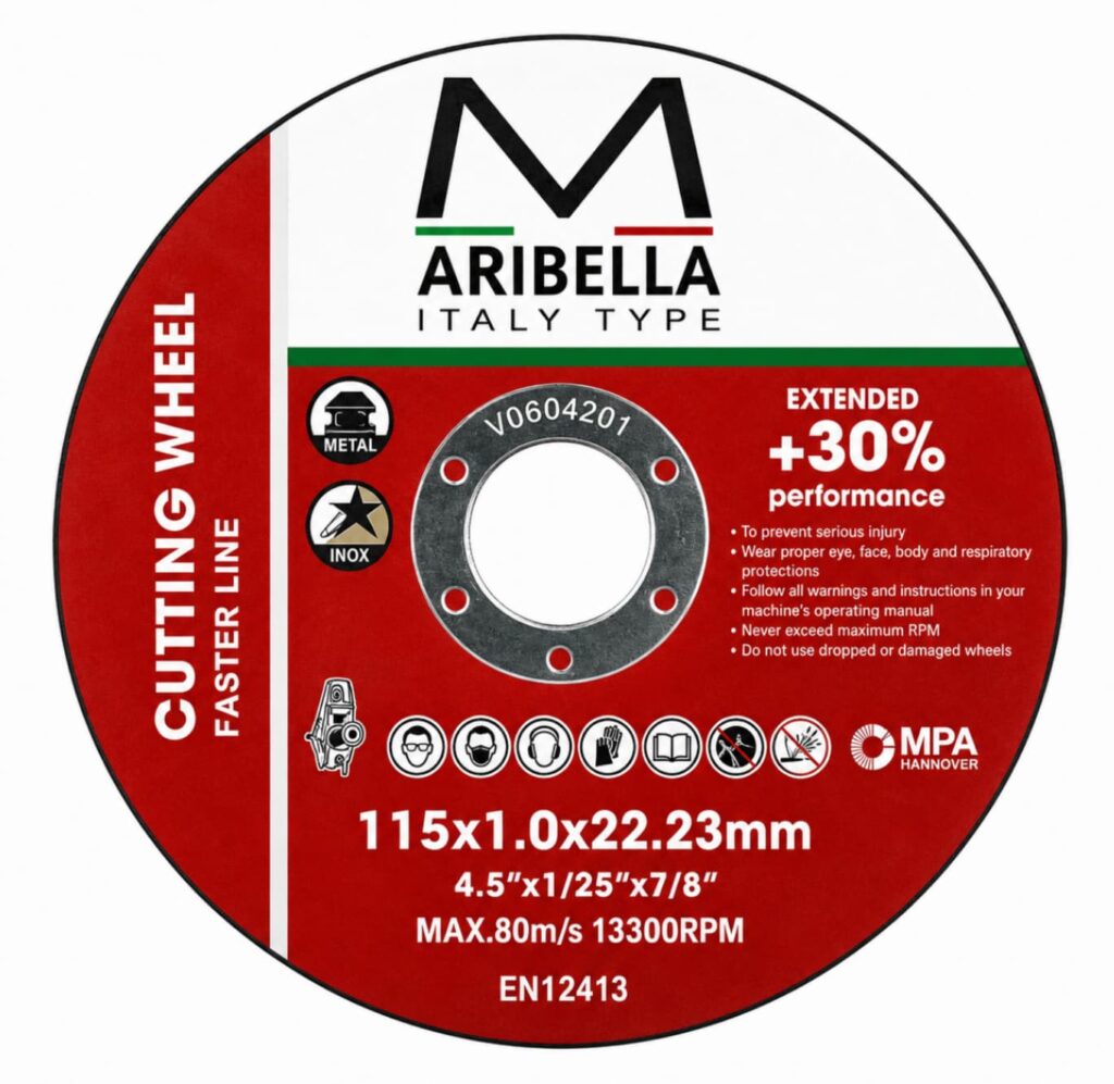 Disco de Corte Fino Aribella 4.5 x 1/25 x 7/8 Pulgadas para Metal e Inox