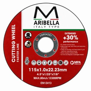 Disco de Corte Fino Aribella 4.5 x 1/25 x 7/8 Pulgadas para Metal e Inox