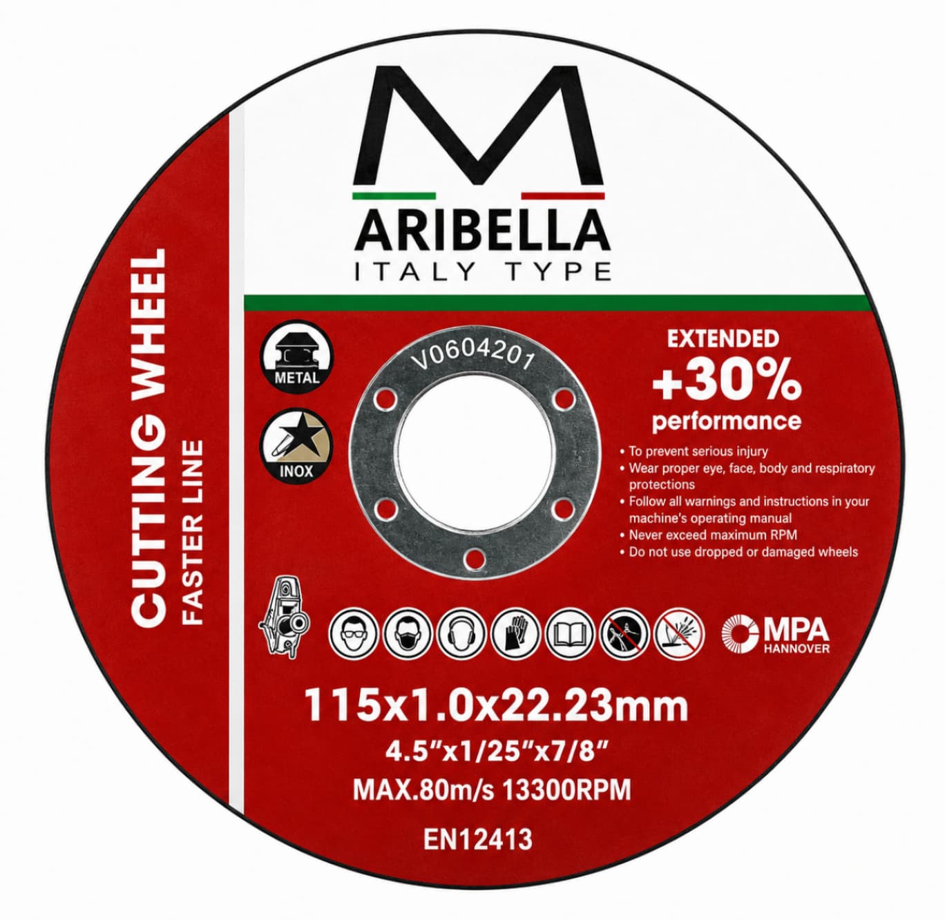 Disco de Corte Fino Aribella 4.5 x 1/25 x 7/8 Pulgadas para Metal e Inox