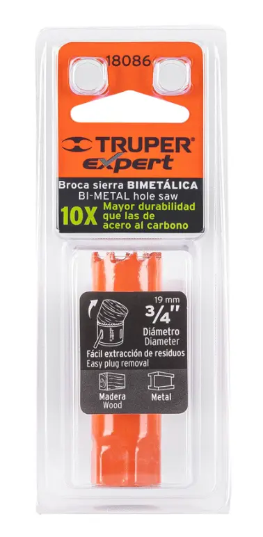 Broca Sierra Bimetálica Truper Expert 3/4 Pulgada 19 mm Cód. 18086