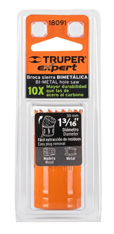 Broca Sierra Bimetálica Truper Expert 1 3/16 Pulgadas 30 mm Cód. 18091