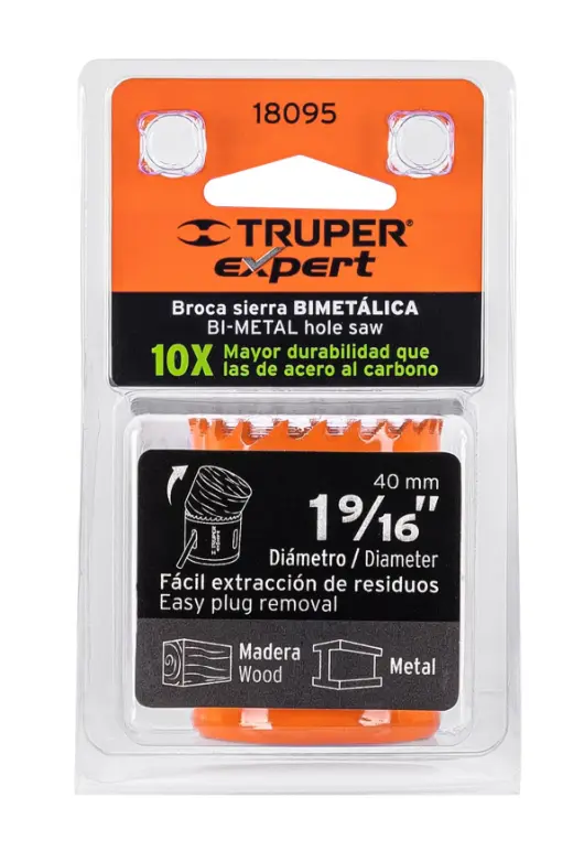 Broca Sierra Bimetálica Truper Expert 1 9/16 Pulgadas 40 mm Cód. 18095