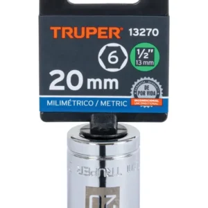 Dado Métrico Truper 20 mm x 1/2 Pulgada 6 Puntas D-1220-M Cód. 13270