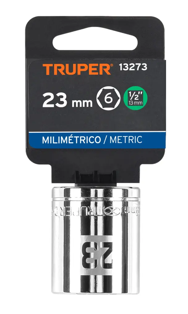 Dado Métrico Truper 23 mm x 1/2 Pulgada 6 Puntas D-1223-M Cód. 13273