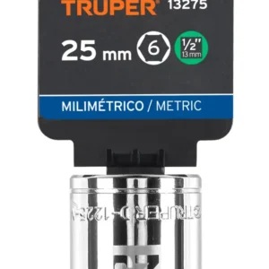 Dado Métrico Truper 25 mm x 1/2 Pulgada 6 Puntas D-1225-M Cód. 13275