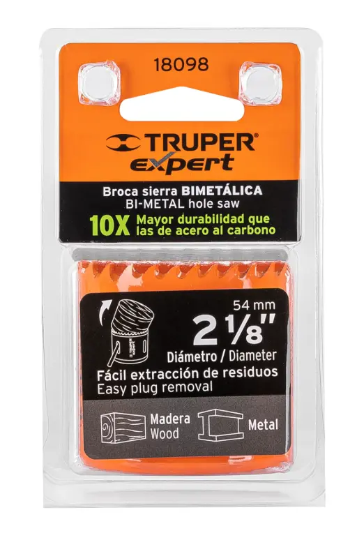 Broca Sierra Bimetálica Truper Expert 2 1/8 Pulgadas 54 mm COBI-2-1/8 Cód. 18098
