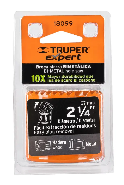 Broca Sierra Bimetálica Truper Expert 2 1/4 Pulgadas 57 mm COBI-2-1/4 Cód. 18099