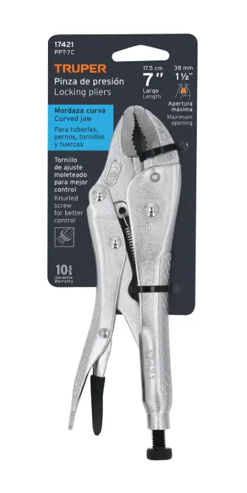 Pinza de Presión Truper 7 Pulgadas Mordaza Curva PPT-7C Cód. 17421