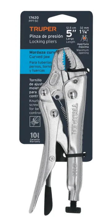 Pinza de Presión Truper 5 Pulgadas Mordaza Curva PPT-5C Cód. 17420